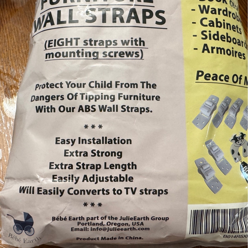 Furniture Wall Straps with Mounting Screws